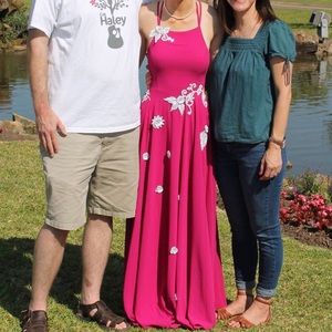 CUSTOM MADE magenta floral prom dress